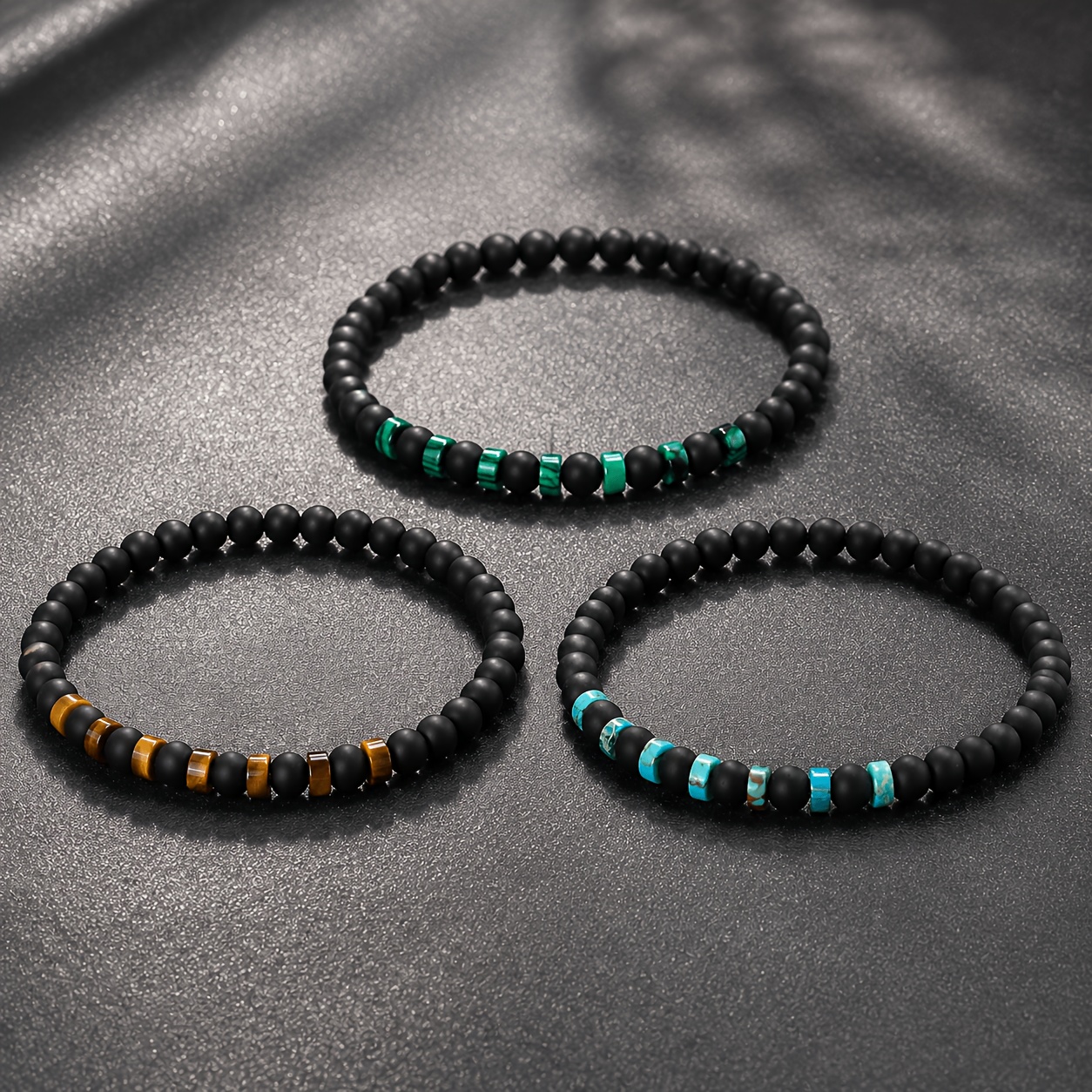 Handmade Frosted Natural Stone Bead Bracelet, Stretch Design